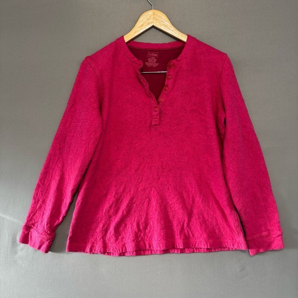L.L.Bean Women’s Cotton Blend Henley Shirt Size Large Regular Preppy Outdoors